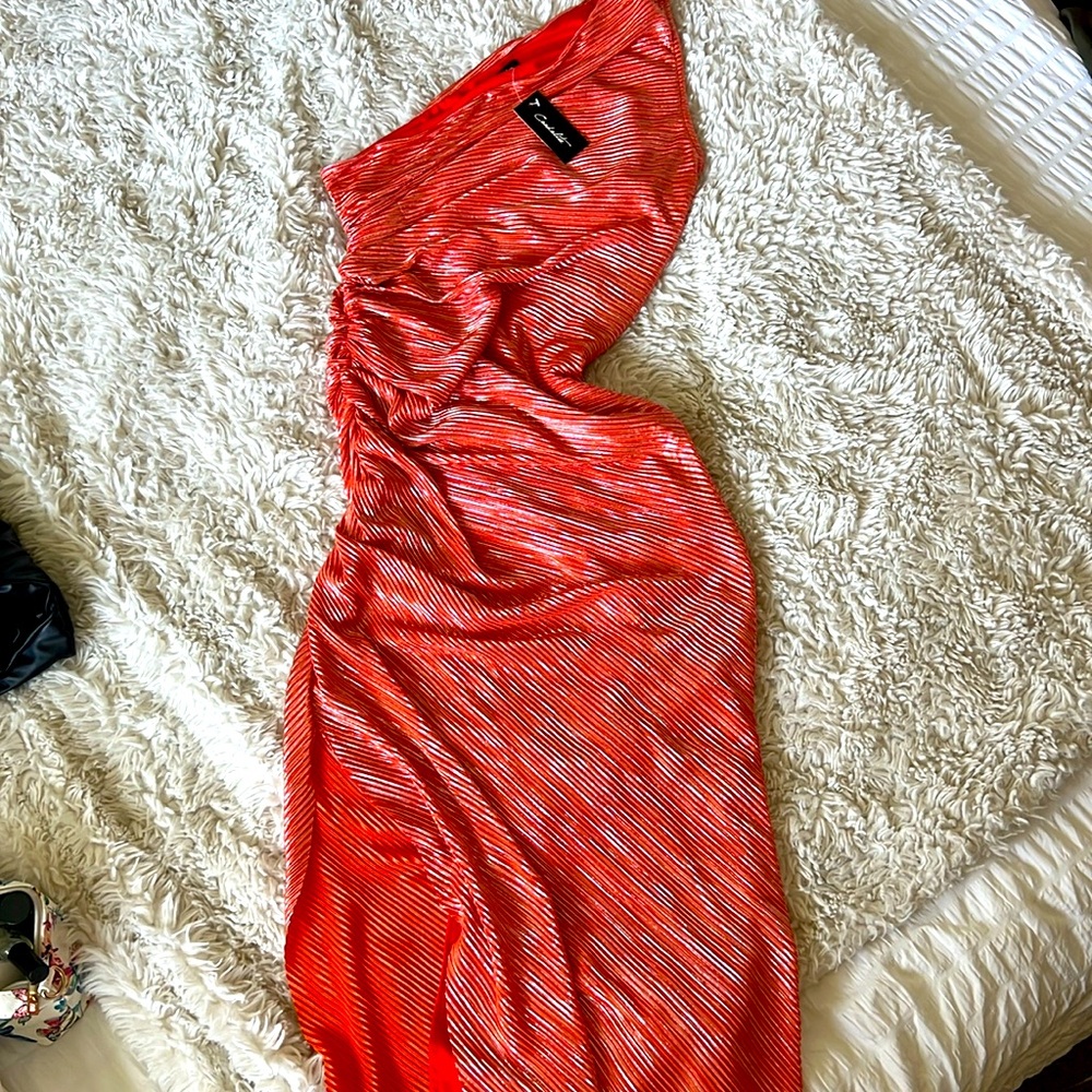 CANDALITE long Dress Orange /Silver color size M
